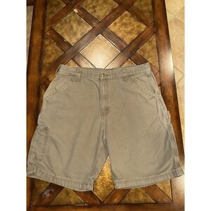 VTG Carhartt B147 LBR Original Fit Canvas Work Shorts Mens 36 Tan Carpenter Y2K